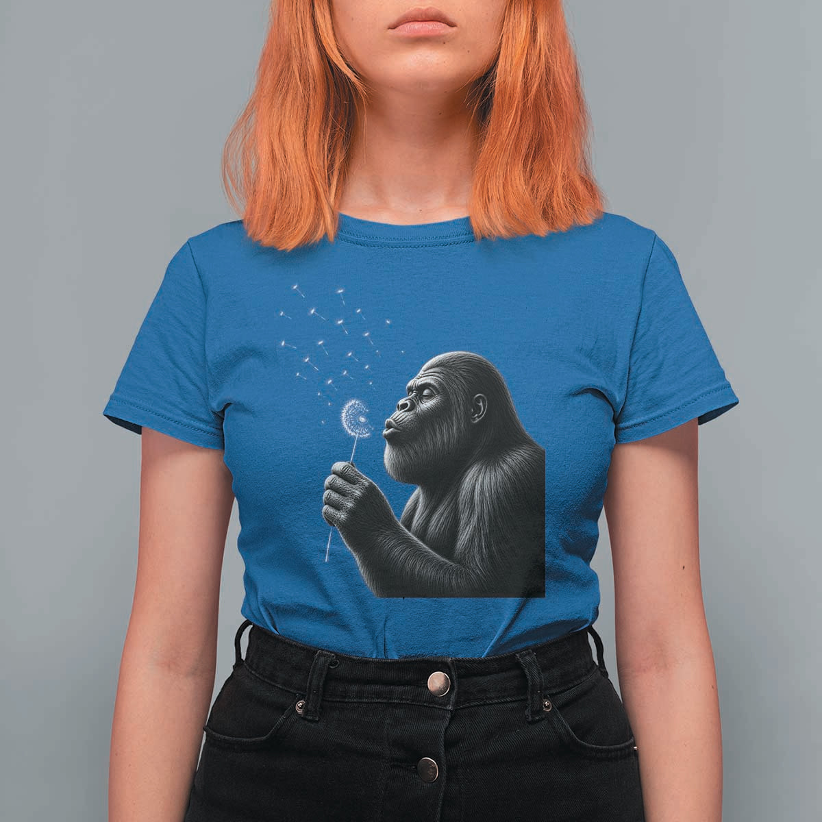 Bigfoot Blowing Dandelion T Shirt For Women Funny Sasquatch Making A Wish