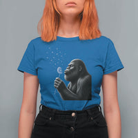 Bigfoot Blowing Dandelion T Shirt For Women Funny Sasquatch Making A Wish
