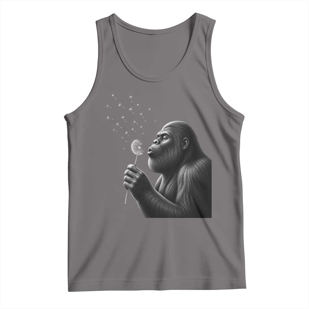 Bigfoot Blowing Dandelion Tank Top Funny Sasquatch Making A Wish
