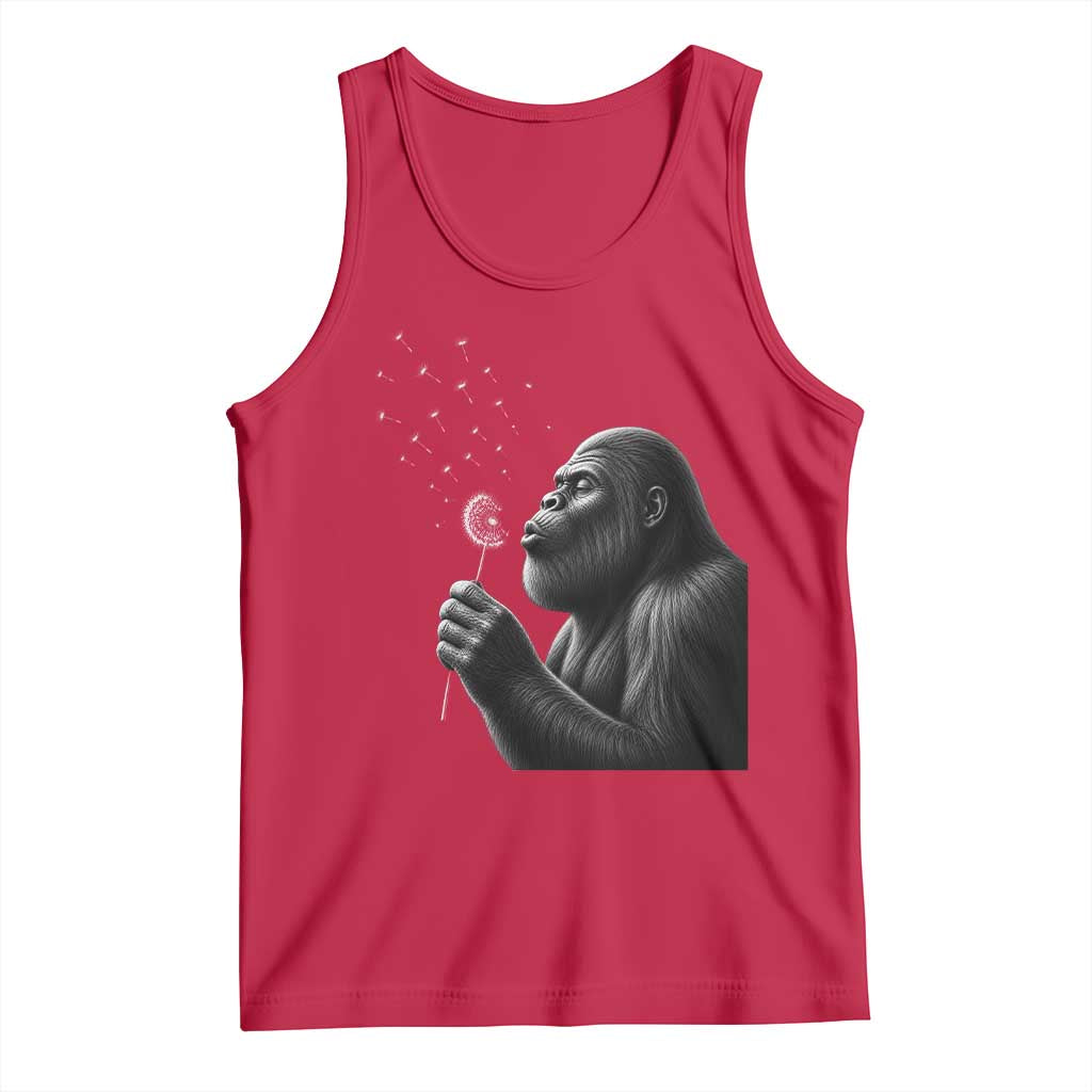 Bigfoot Blowing Dandelion Tank Top Funny Sasquatch Making A Wish