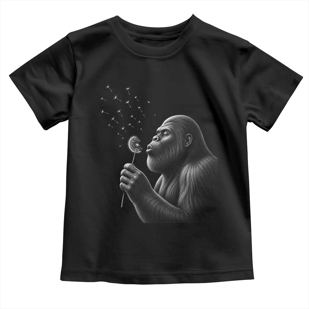 Bigfoot Blowing Dandelion Toddler T Shirt Funny Sasquatch Making A Wish