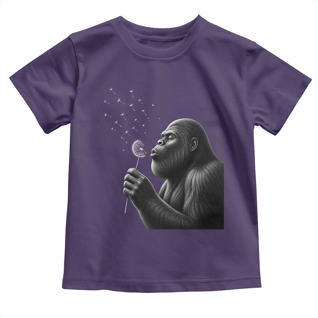 Bigfoot Blowing Dandelion Toddler T Shirt Funny Sasquatch Making A Wish