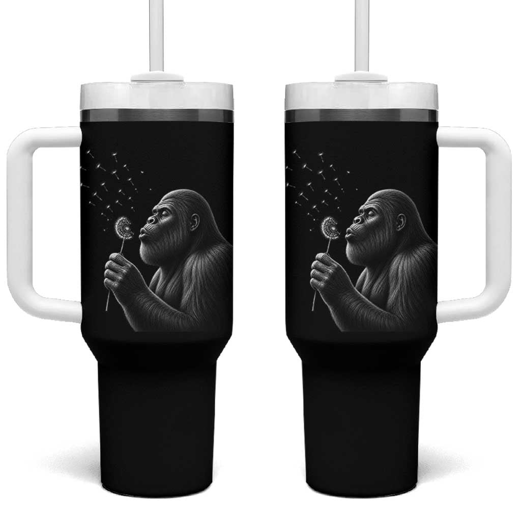 Bigfoot Blowing Dandelion Tumbler With Handle Funny Sasquatch Making A Wish