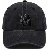 Bigfoot Blowing Dandelion Washed Cotton Baseball Cap Funny Sasquatch Making A Wish