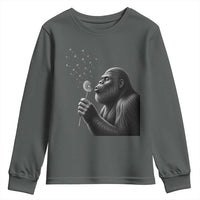 Bigfoot Blowing Dandelion Youth Sweatshirt Funny Sasquatch Making A Wish