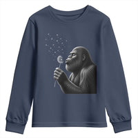 Bigfoot Blowing Dandelion Youth Sweatshirt Funny Sasquatch Making A Wish