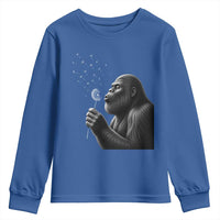 Bigfoot Blowing Dandelion Youth Sweatshirt Funny Sasquatch Making A Wish