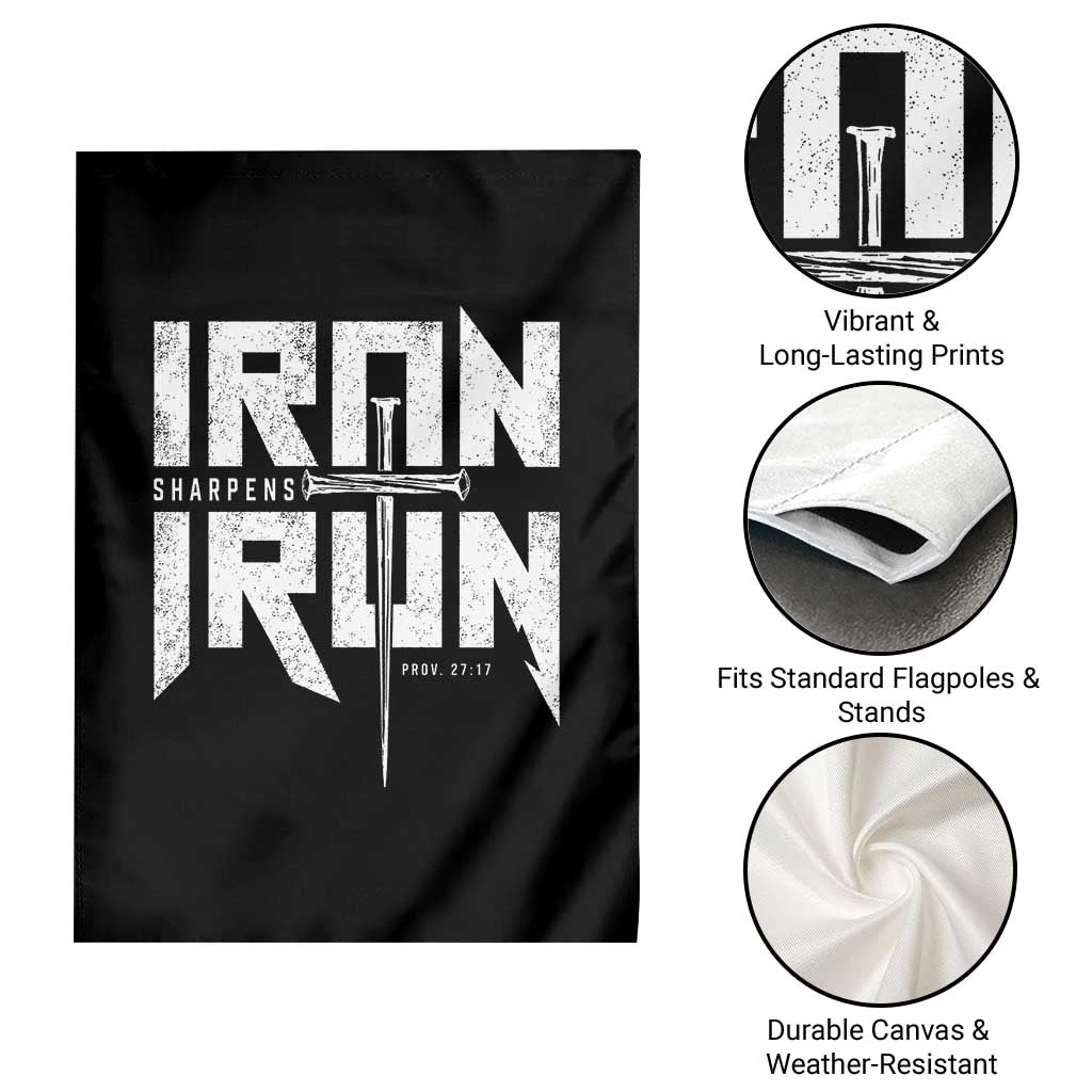 Iron Sharpens Iron Garden Flag Christian Bible Scripture Gym Workout