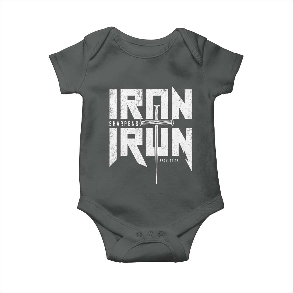 Iron Sharpens Iron Baby Onesie Christian Bible Scripture Gym Workout