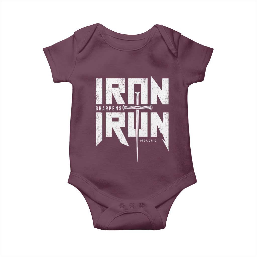 Iron Sharpens Iron Baby Onesie Christian Bible Scripture Gym Workout
