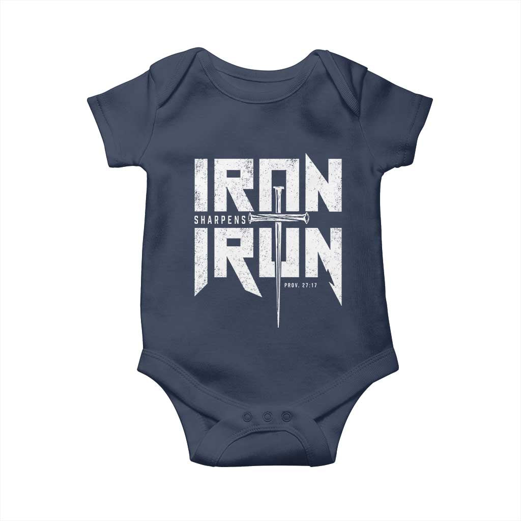 Iron Sharpens Iron Baby Onesie Christian Bible Scripture Gym Workout