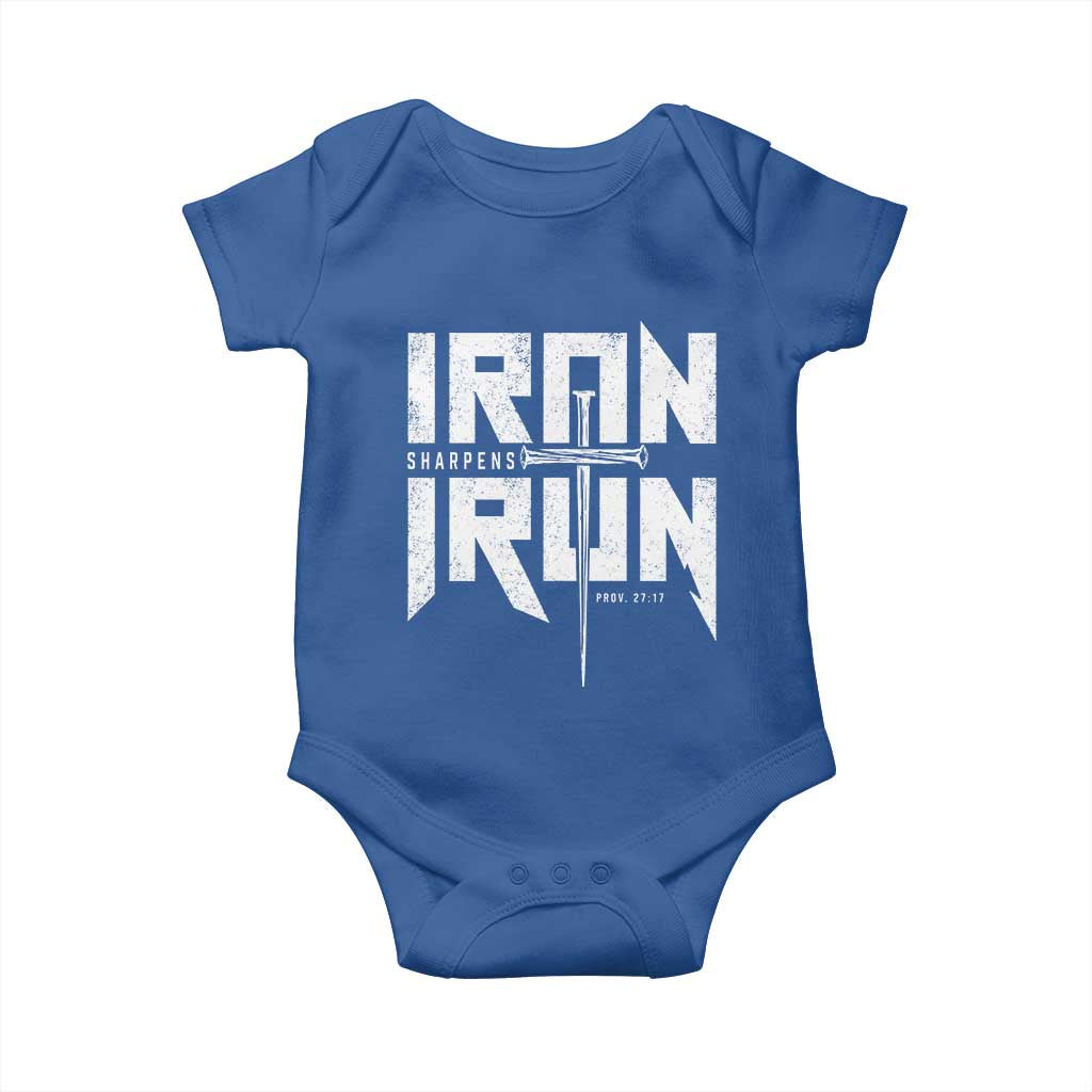 Iron Sharpens Iron Baby Onesie Christian Bible Scripture Gym Workout