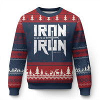 Iron Sharpens Iron Ugly Christmas Sweater Christian Bible Scripture Gym Workout