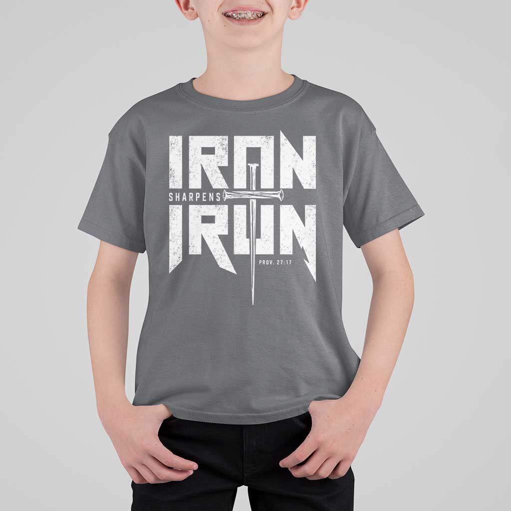 Iron Sharpens Iron T Shirt For Kid Christian Bible Scripture Gym Workout