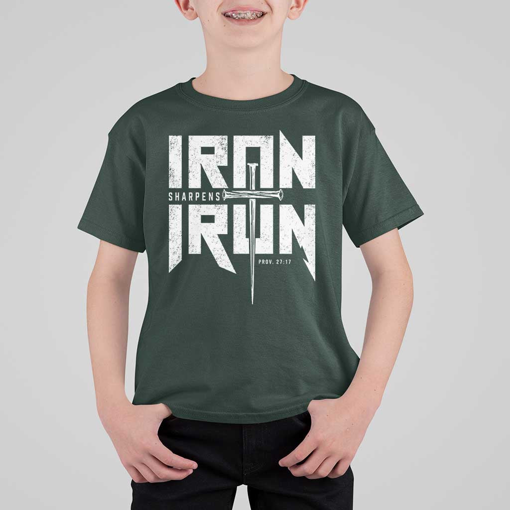 Iron Sharpens Iron T Shirt For Kid Christian Bible Scripture Gym Workout