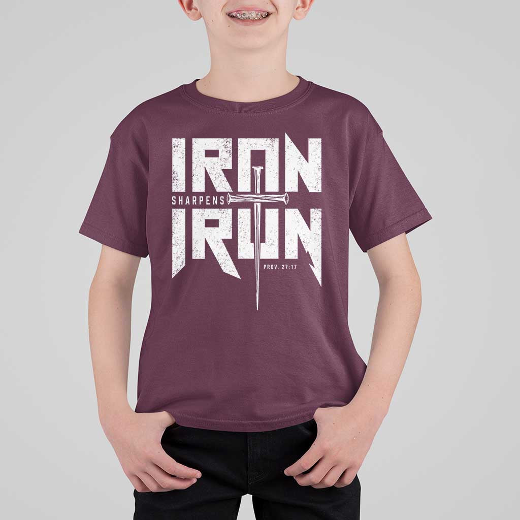 Iron Sharpens Iron T Shirt For Kid Christian Bible Scripture Gym Workout