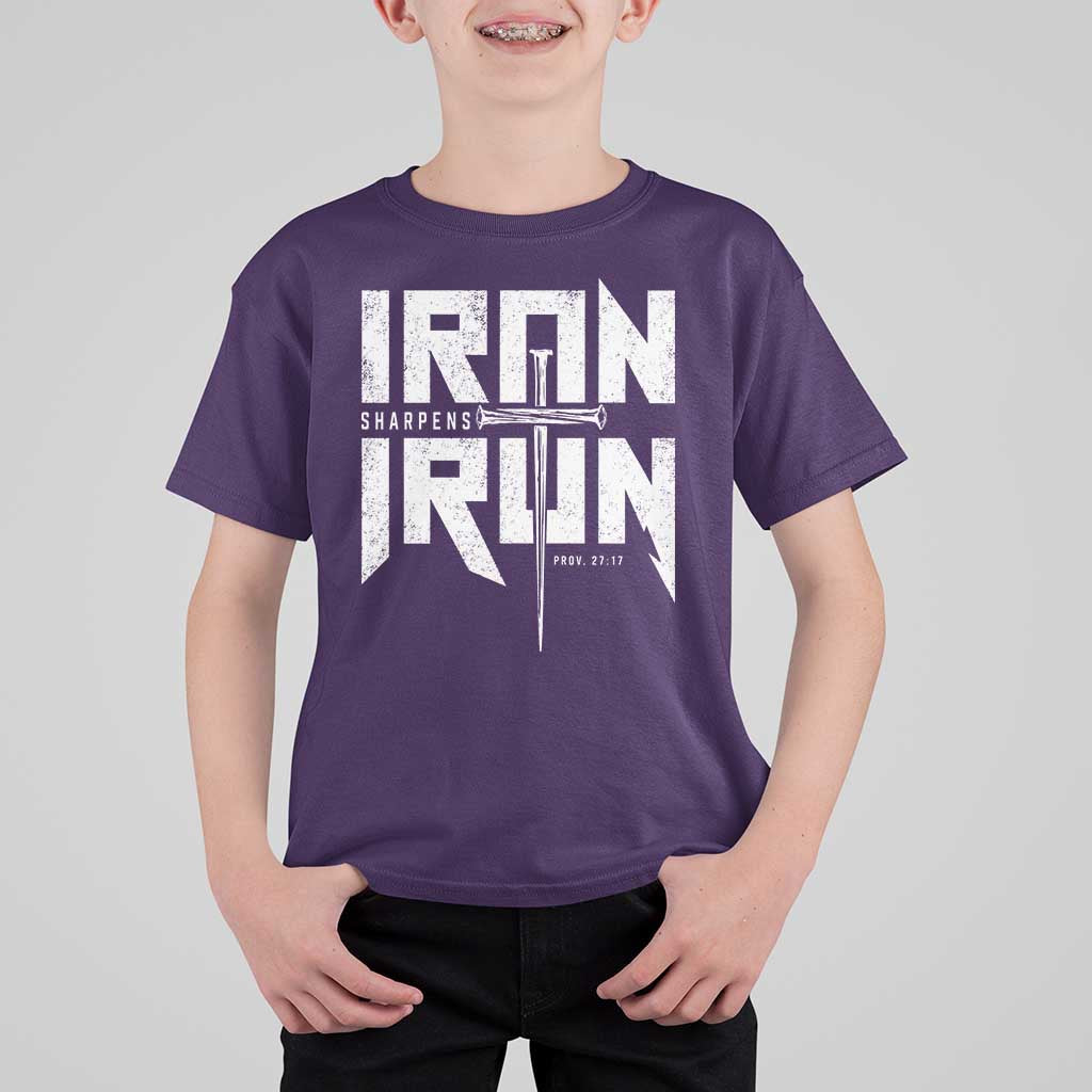 Iron Sharpens Iron T Shirt For Kid Christian Bible Scripture Gym Workout