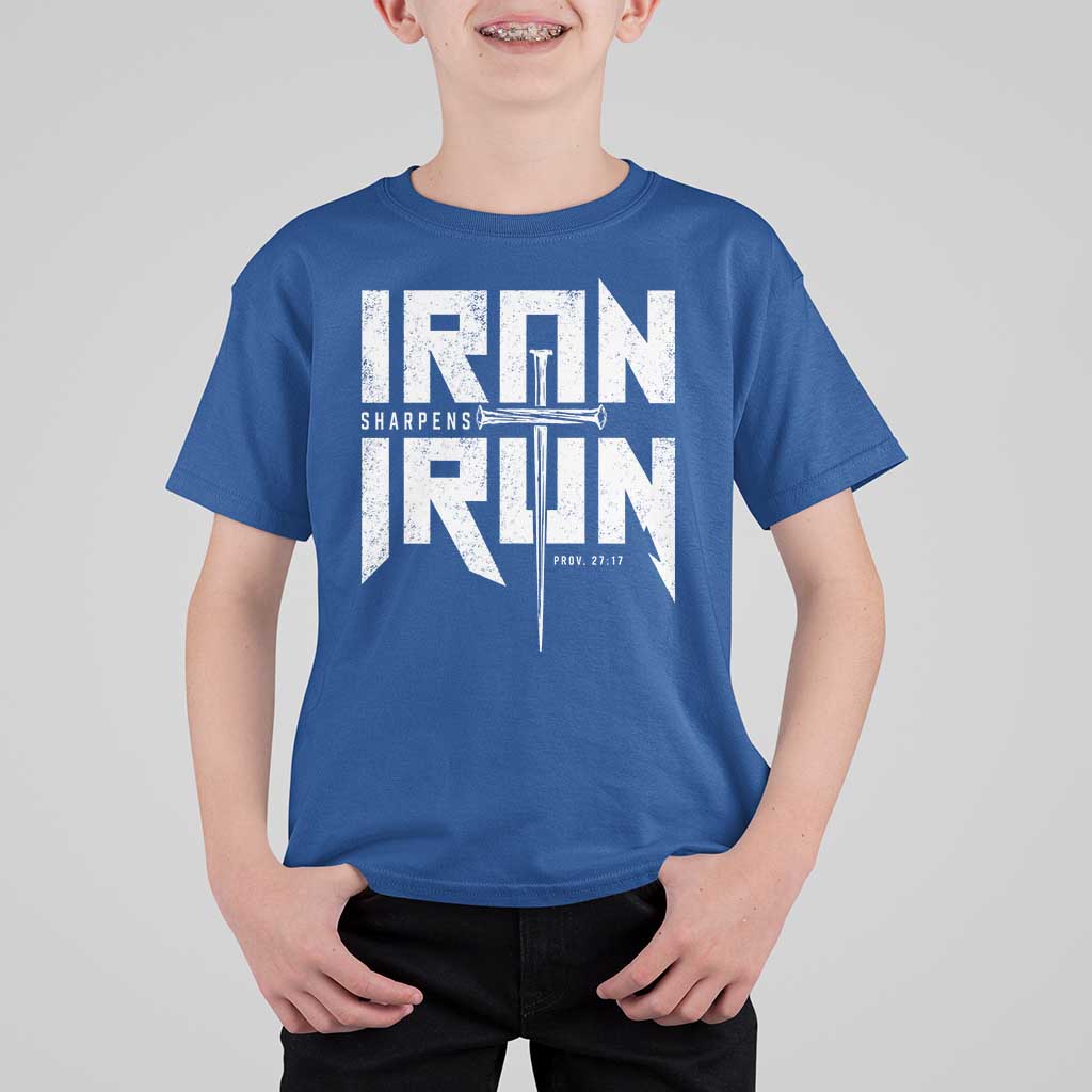 Iron Sharpens Iron T Shirt For Kid Christian Bible Scripture Gym Workout