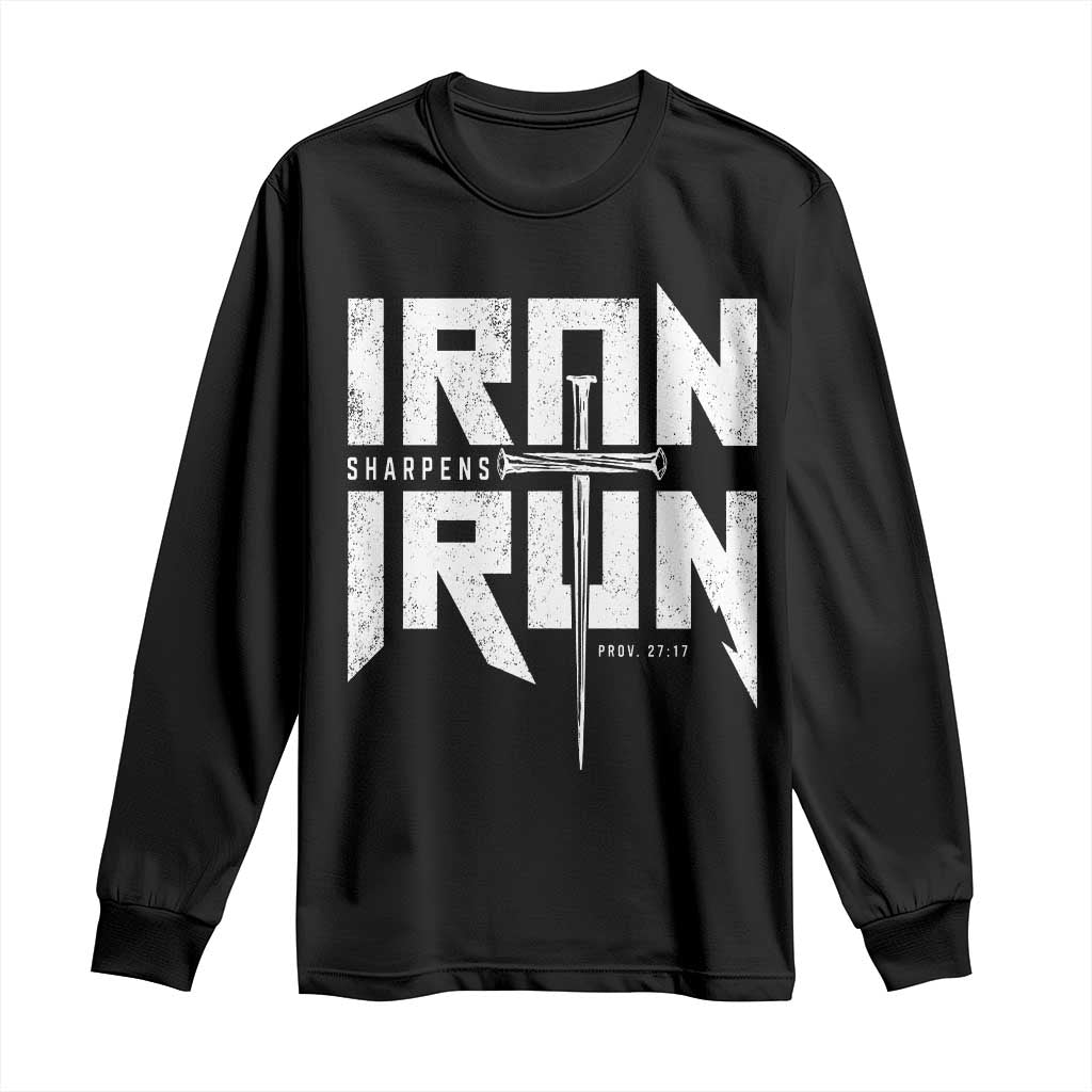 Iron Sharpens Iron Long Sleeve Shirt Christian Bible Scripture Gym Workout