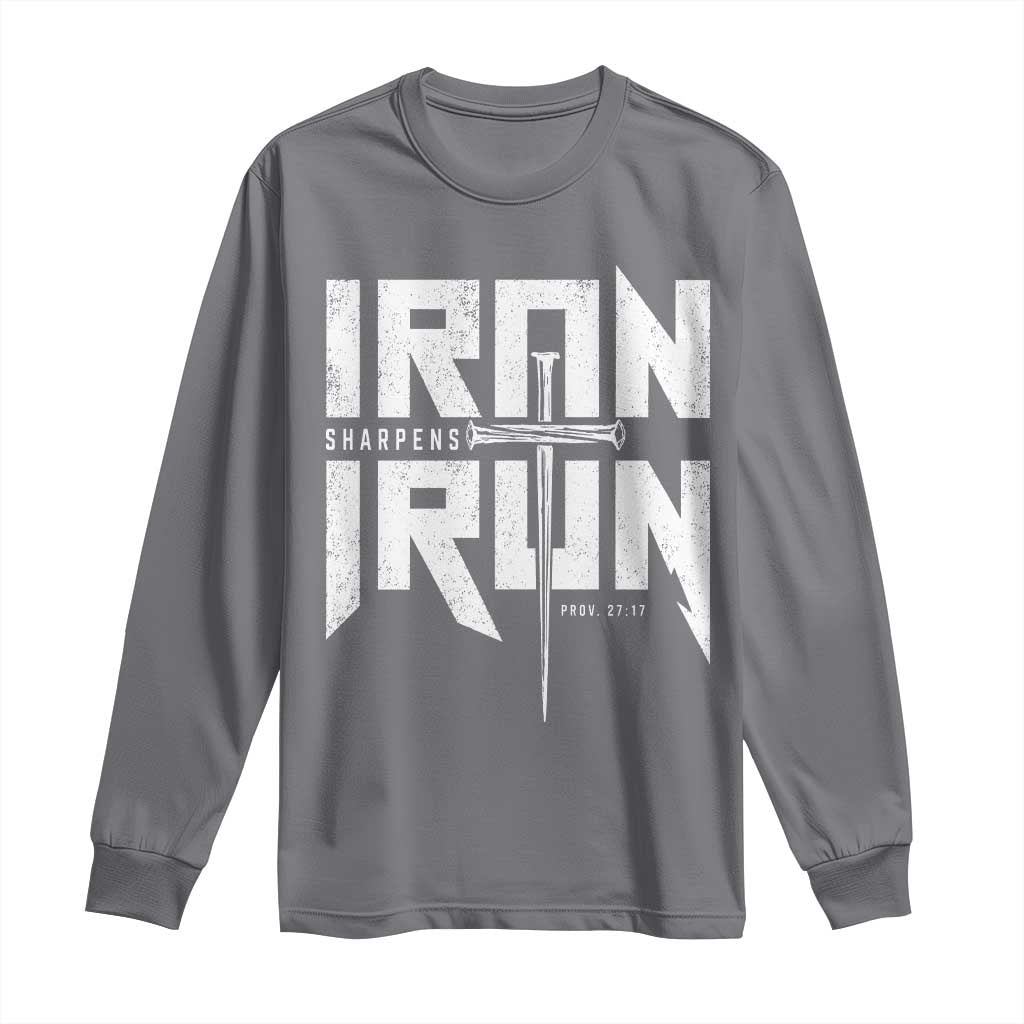 Iron Sharpens Iron Long Sleeve Shirt Christian Bible Scripture Gym Workout