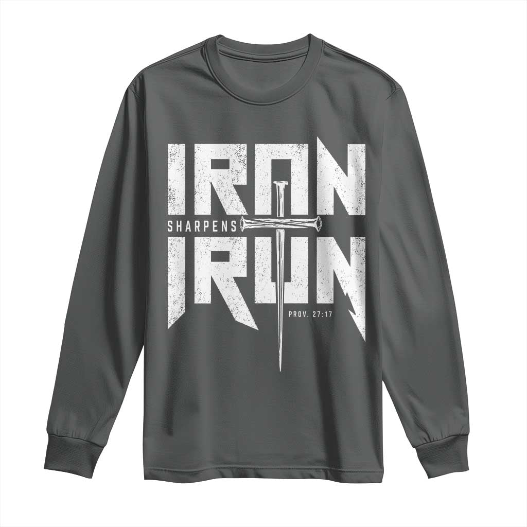 Iron Sharpens Iron Long Sleeve Shirt Christian Bible Scripture Gym Workout