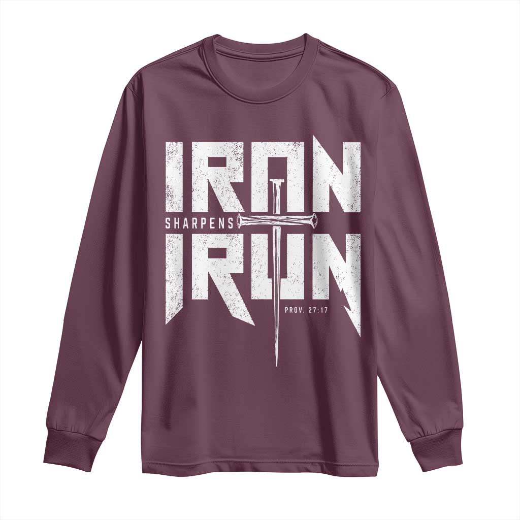 Iron Sharpens Iron Long Sleeve Shirt Christian Bible Scripture Gym Workout