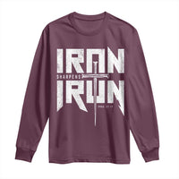 Iron Sharpens Iron Long Sleeve Shirt Christian Bible Scripture Gym Workout
