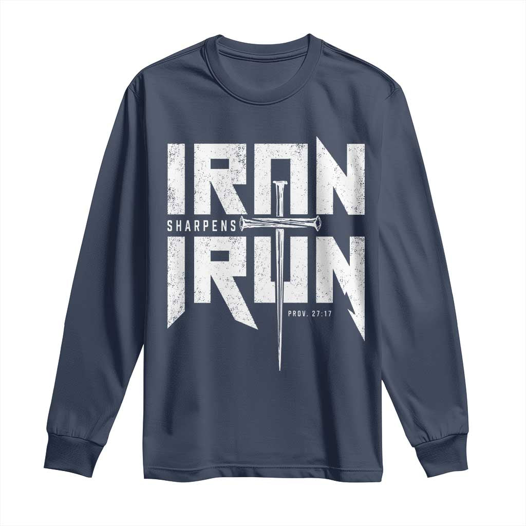 Iron Sharpens Iron Long Sleeve Shirt Christian Bible Scripture Gym Workout