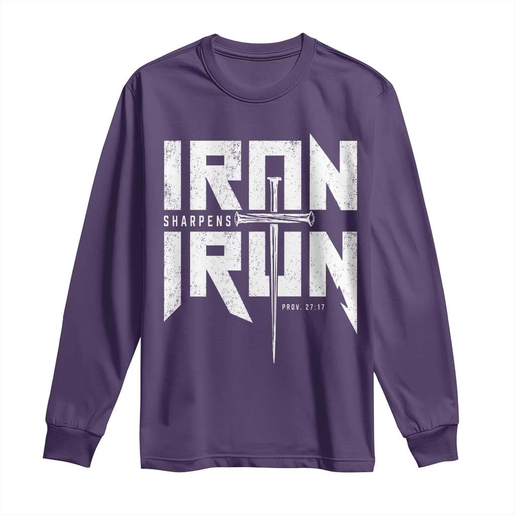 Iron Sharpens Iron Long Sleeve Shirt Christian Bible Scripture Gym Workout
