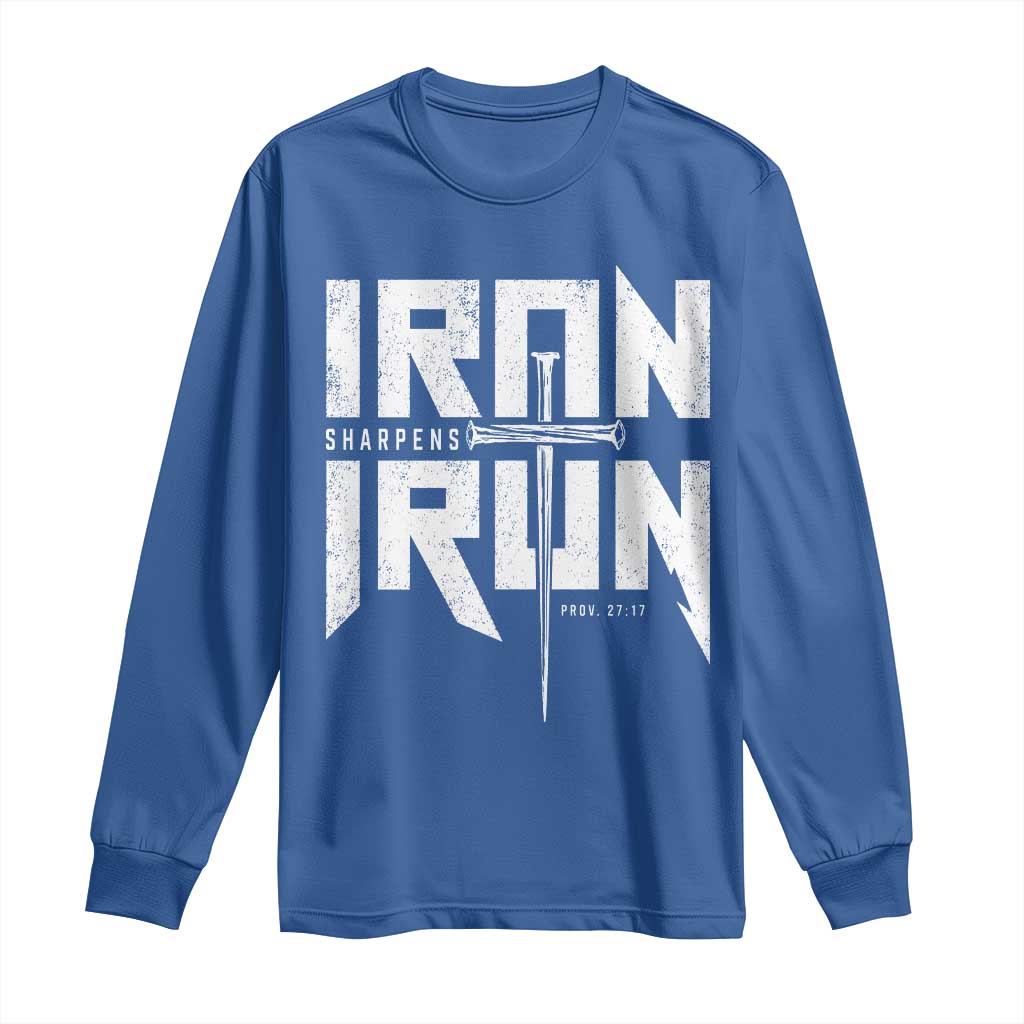 Iron Sharpens Iron Long Sleeve Shirt Christian Bible Scripture Gym Workout
