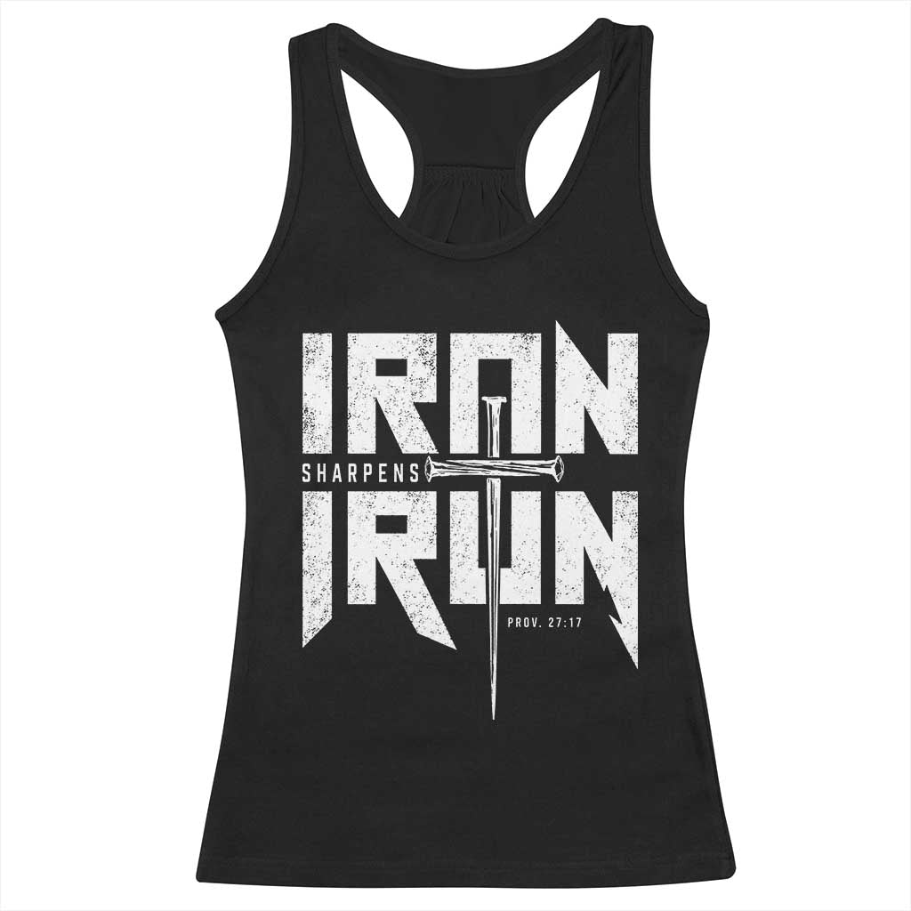 Iron Sharpens Iron Racerback Tank Top Christian Bible Scripture Gym Workout