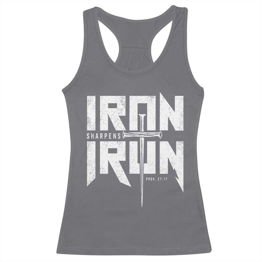 Iron Sharpens Iron Racerback Tank Top Christian Bible Scripture Gym Workout