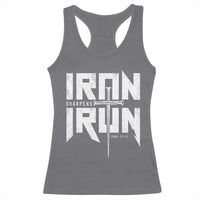Iron Sharpens Iron Racerback Tank Top Christian Bible Scripture Gym Workout