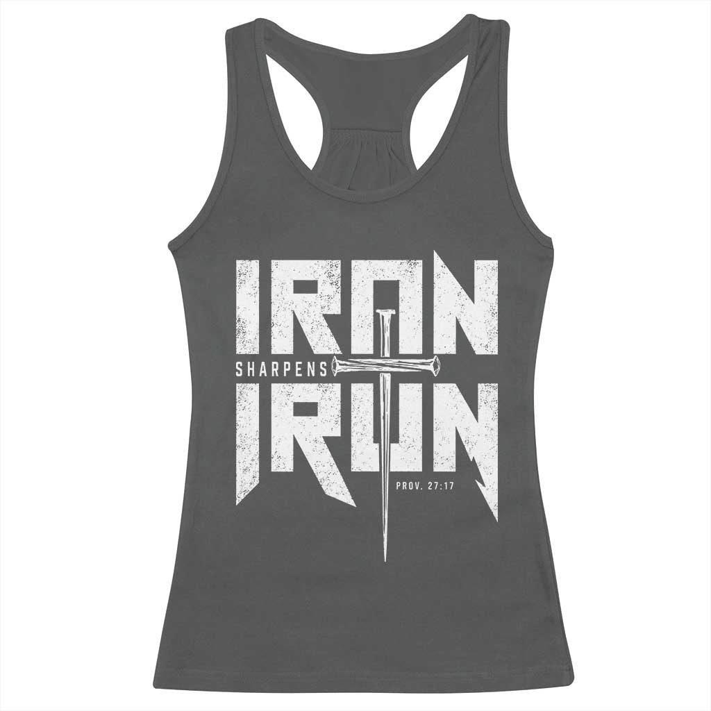 Iron Sharpens Iron Racerback Tank Top Christian Bible Scripture Gym Workout