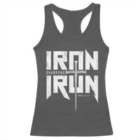 Iron Sharpens Iron Racerback Tank Top Christian Bible Scripture Gym Workout