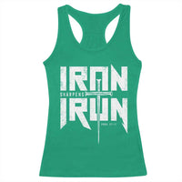 Iron Sharpens Iron Racerback Tank Top Christian Bible Scripture Gym Workout