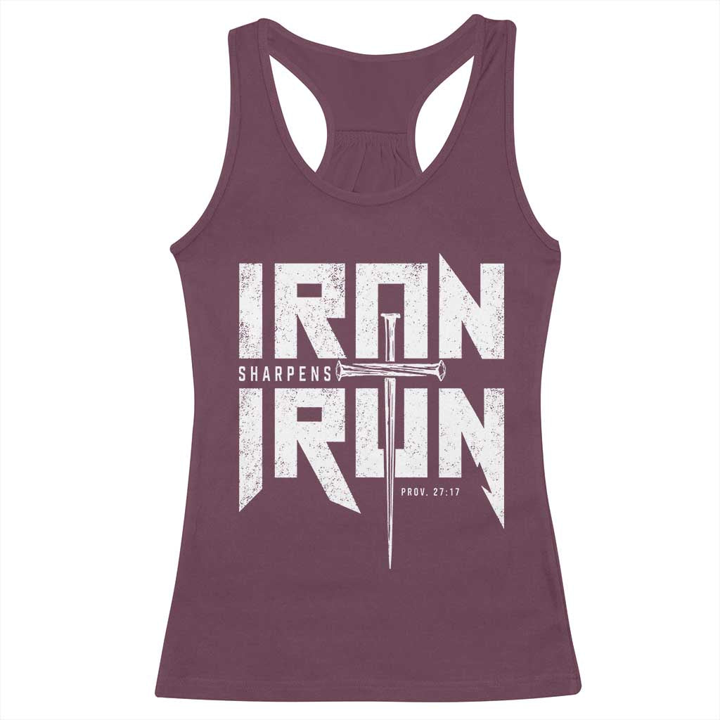 Iron Sharpens Iron Racerback Tank Top Christian Bible Scripture Gym Workout