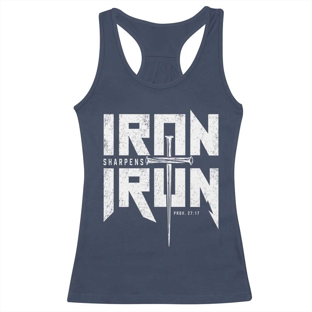 Iron Sharpens Iron Racerback Tank Top Christian Bible Scripture Gym Workout
