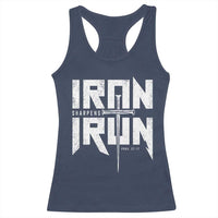 Iron Sharpens Iron Racerback Tank Top Christian Bible Scripture Gym Workout