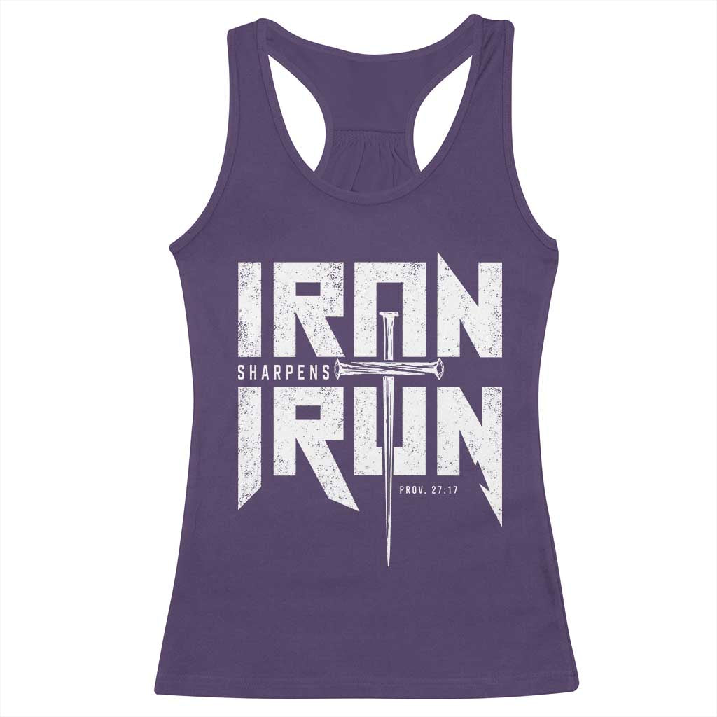 Iron Sharpens Iron Racerback Tank Top Christian Bible Scripture Gym Workout