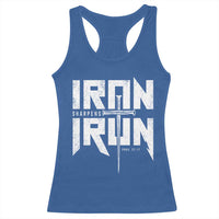 Iron Sharpens Iron Racerback Tank Top Christian Bible Scripture Gym Workout