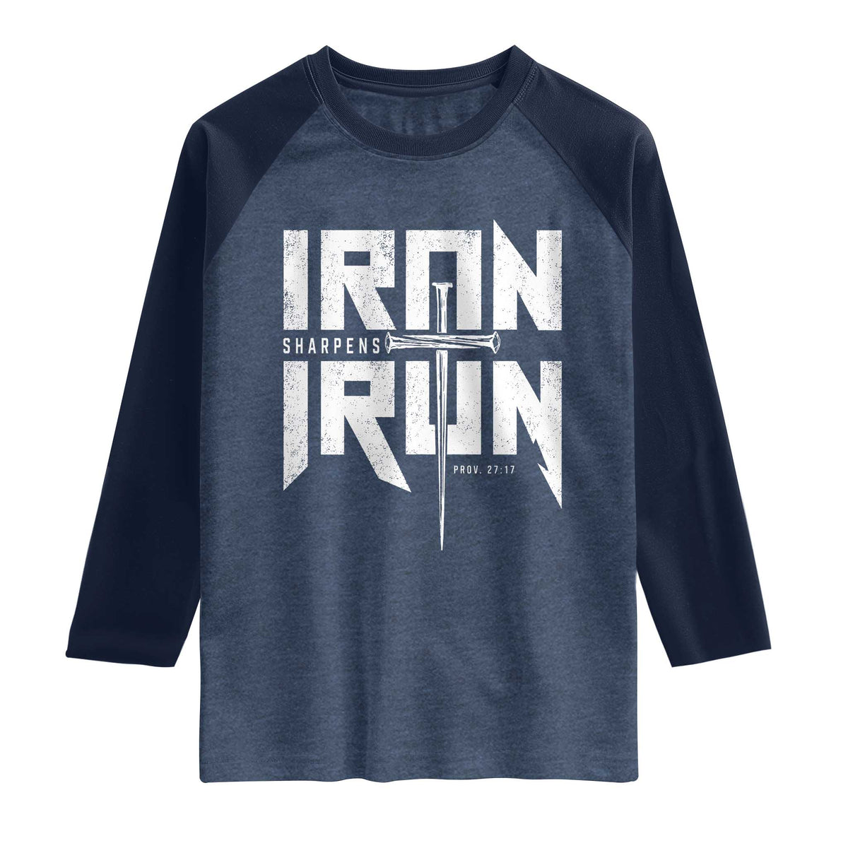 Iron Sharpens Iron Raglan Shirt Christian Bible Scripture Gym Workout