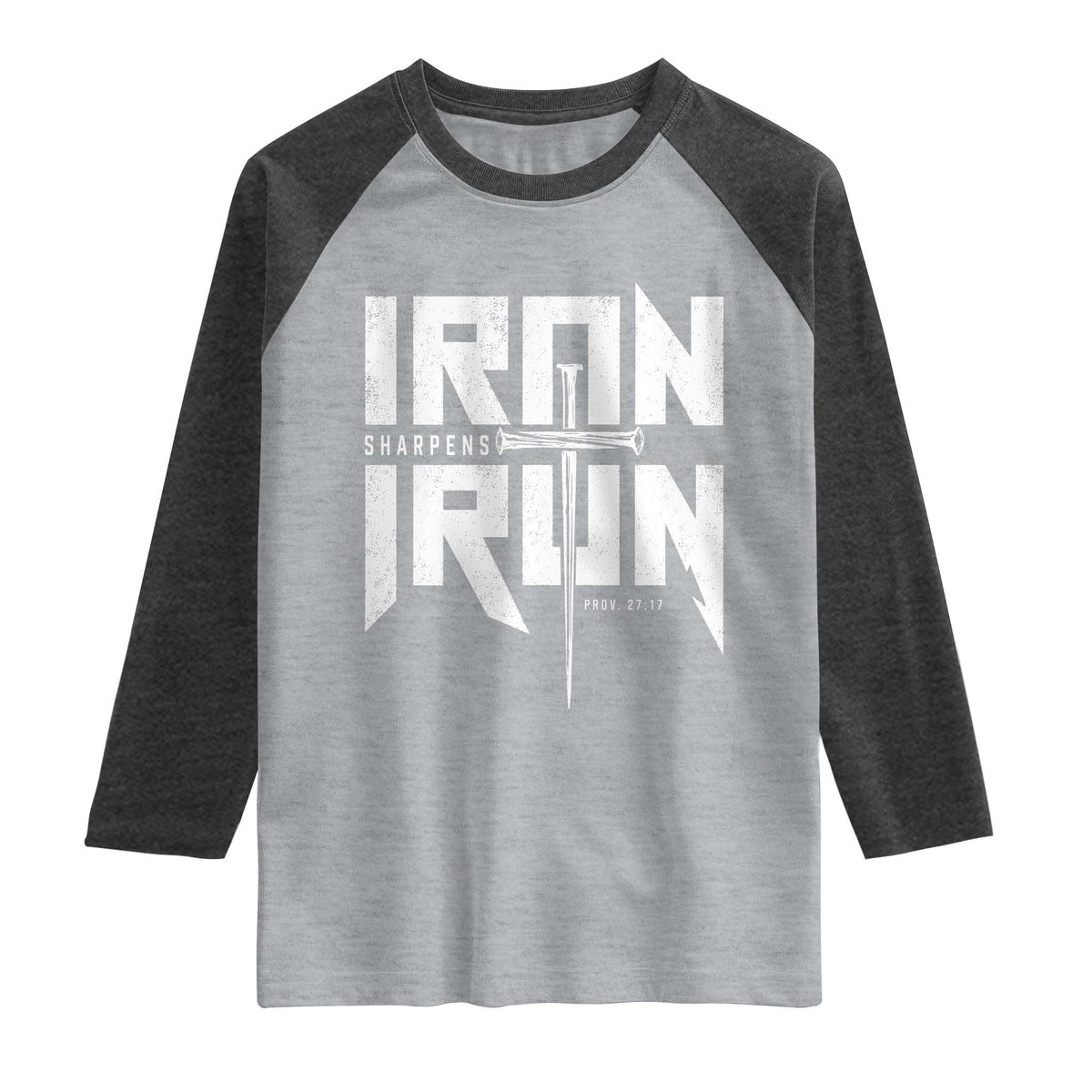 Iron Sharpens Iron Raglan Shirt Christian Bible Scripture Gym Workout