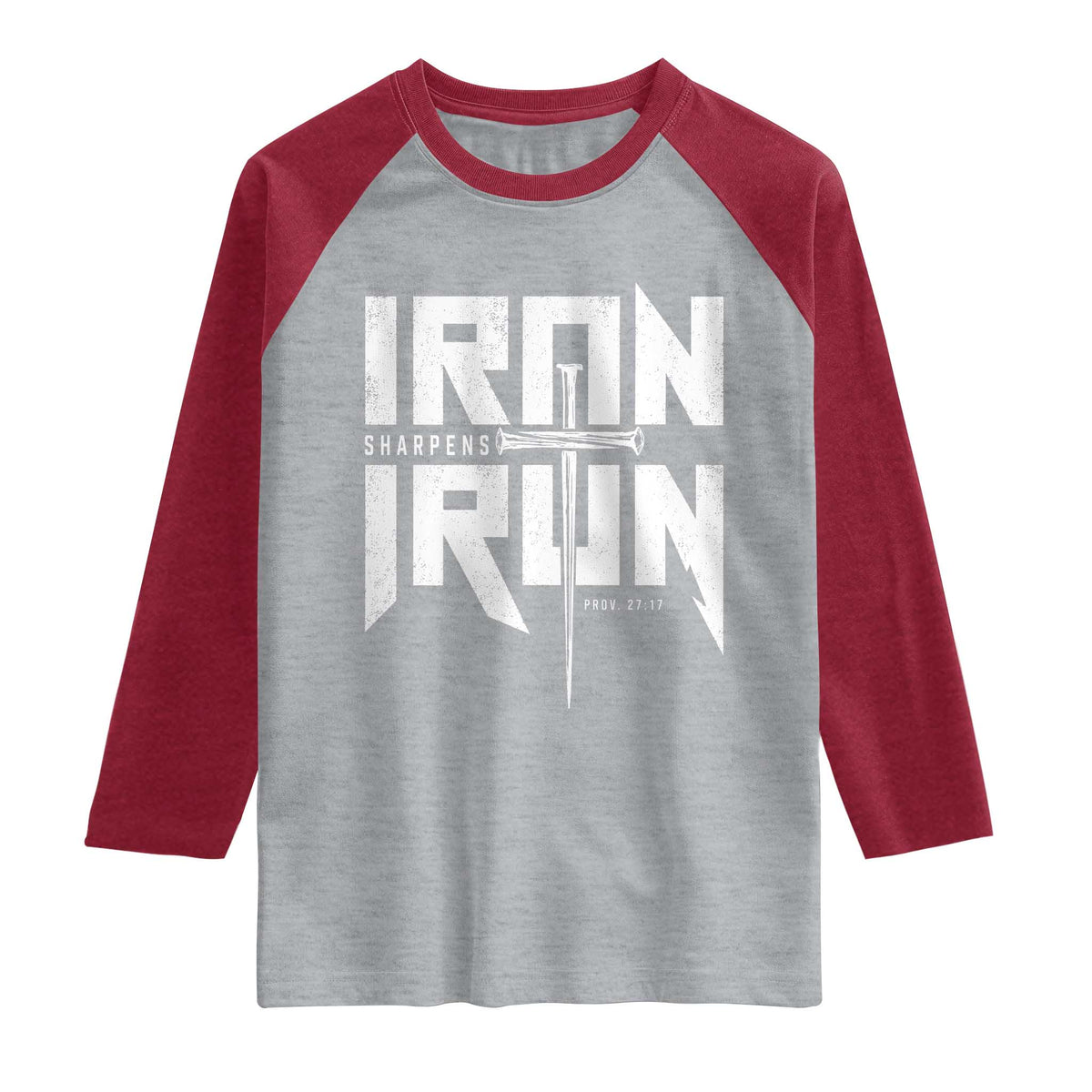 Iron Sharpens Iron Raglan Shirt Christian Bible Scripture Gym Workout