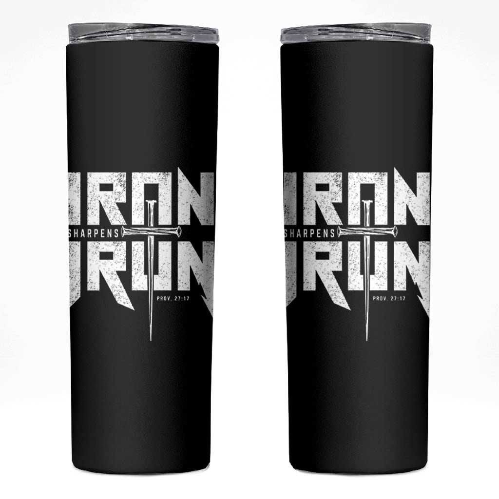 Iron Sharpens Iron Skinny Tumbler Christian Bible Scripture Gym Workout