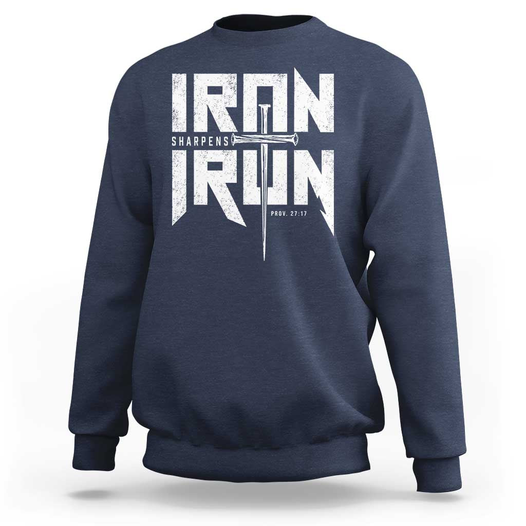Iron Sharpens Iron Sweatshirt Christian Bible Scripture Gym Workout