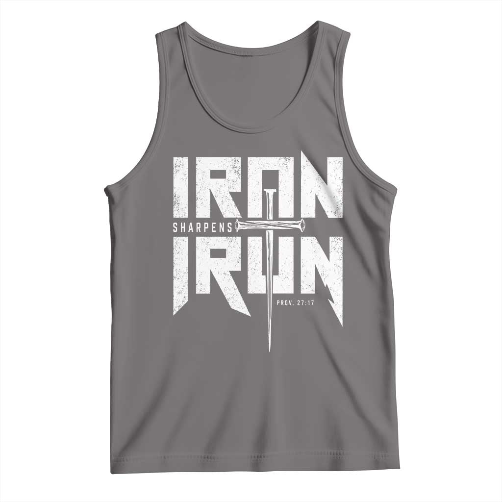 Iron Sharpens Iron Tank Top Christian Bible Scripture Gym Workout