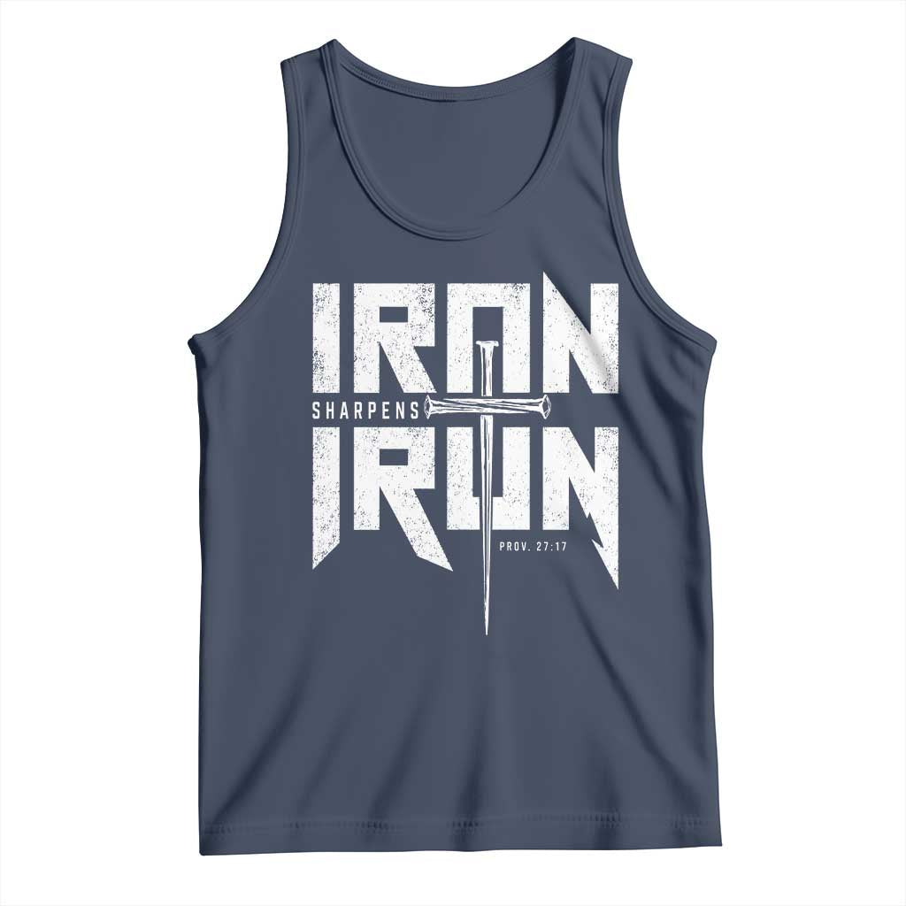Iron Sharpens Iron Tank Top Christian Bible Scripture Gym Workout