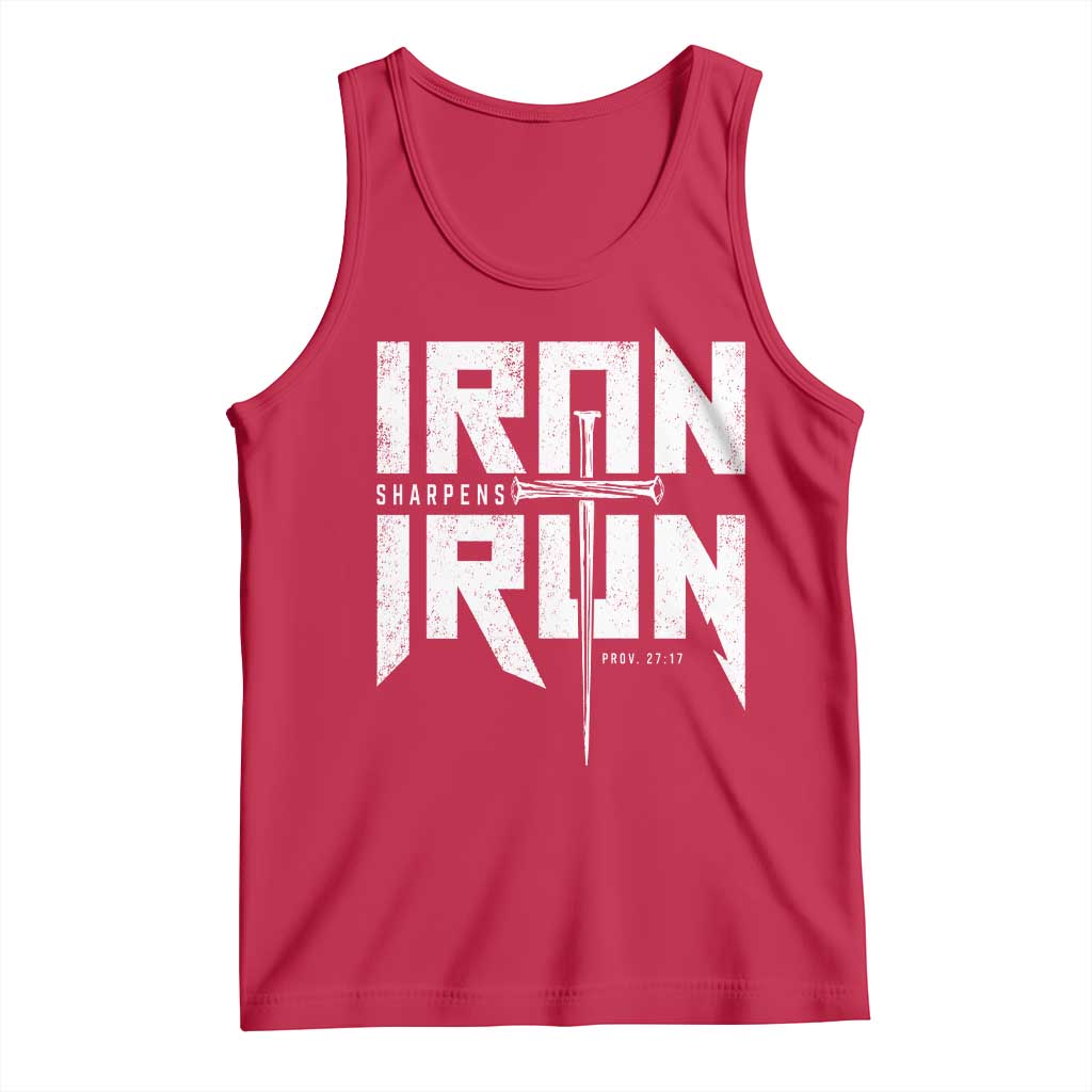 Iron Sharpens Iron Tank Top Christian Bible Scripture Gym Workout