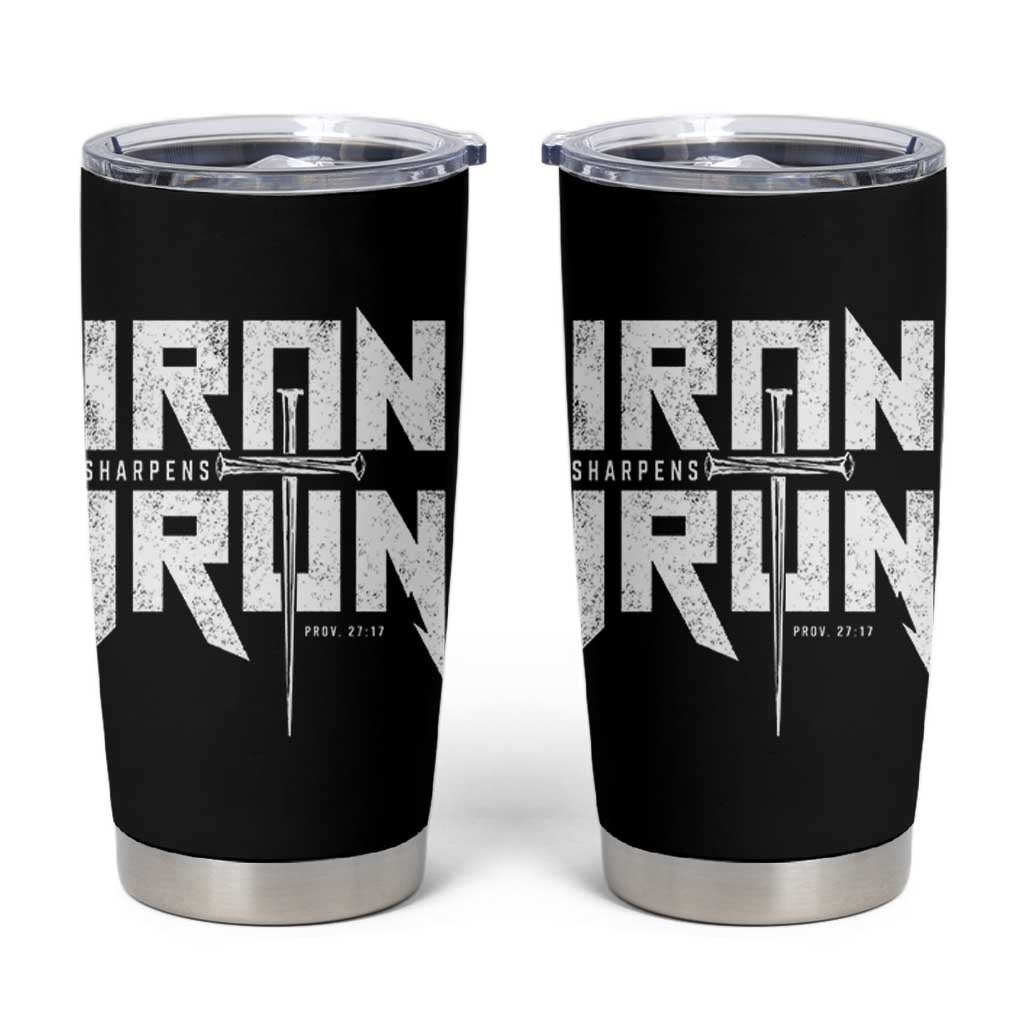 Iron Sharpens Iron Tumbler Cup Christian Bible Scripture Gym Workout